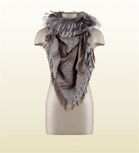 gucci shawl ladies|gucci scarf with fur trim.